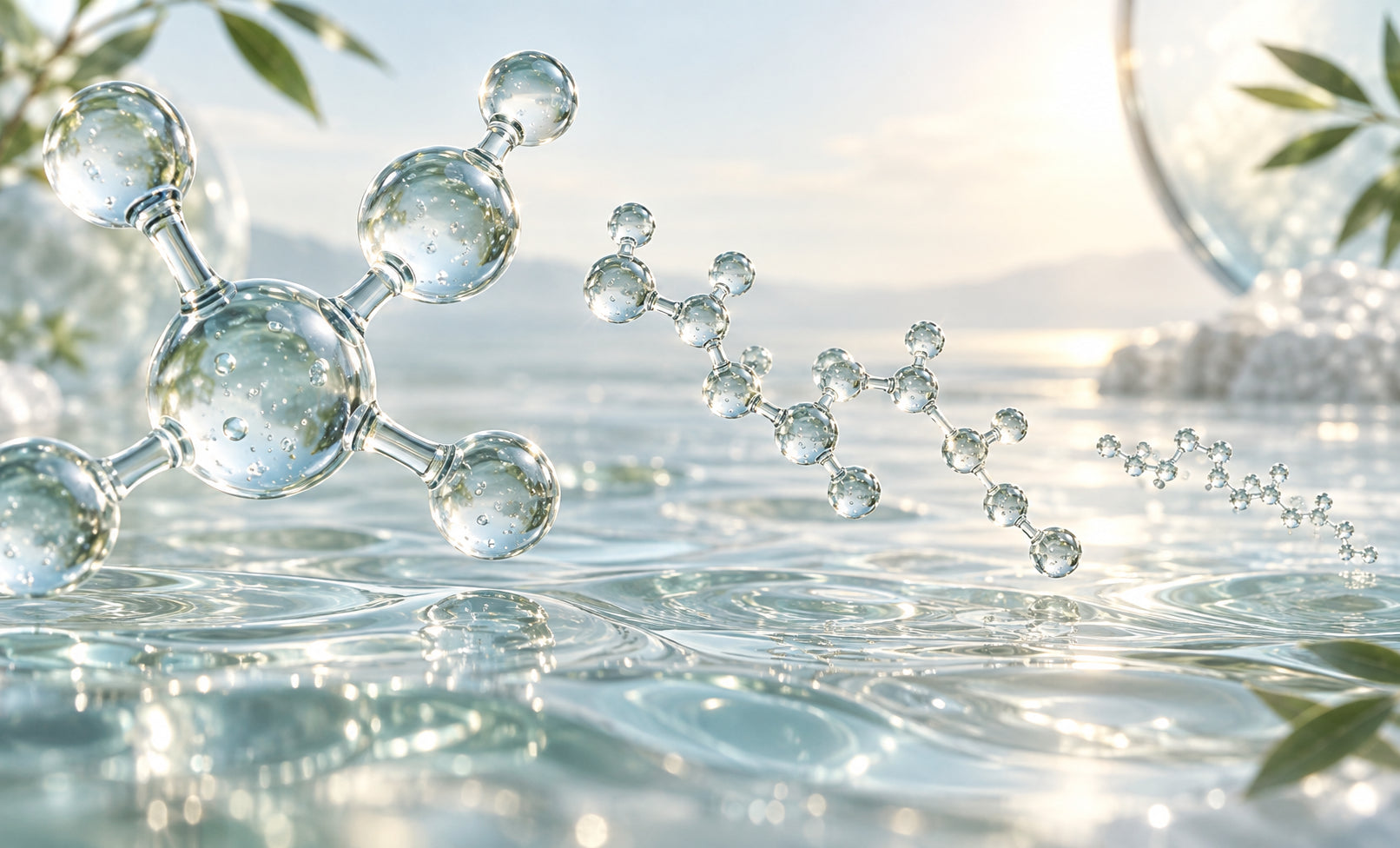 Abstract hyaluronic acid structures in different molecular sizes