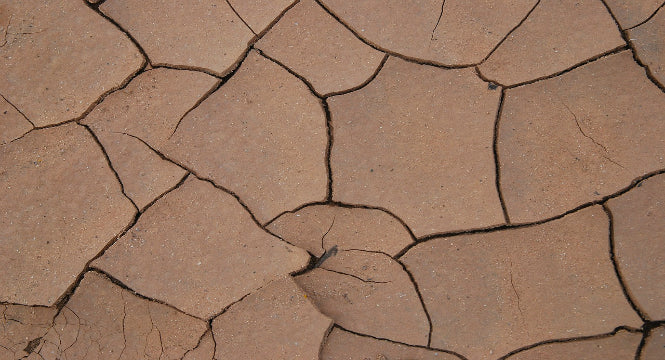 Brown clay surface with natural cracks, illustrating the raw material used in some masks
