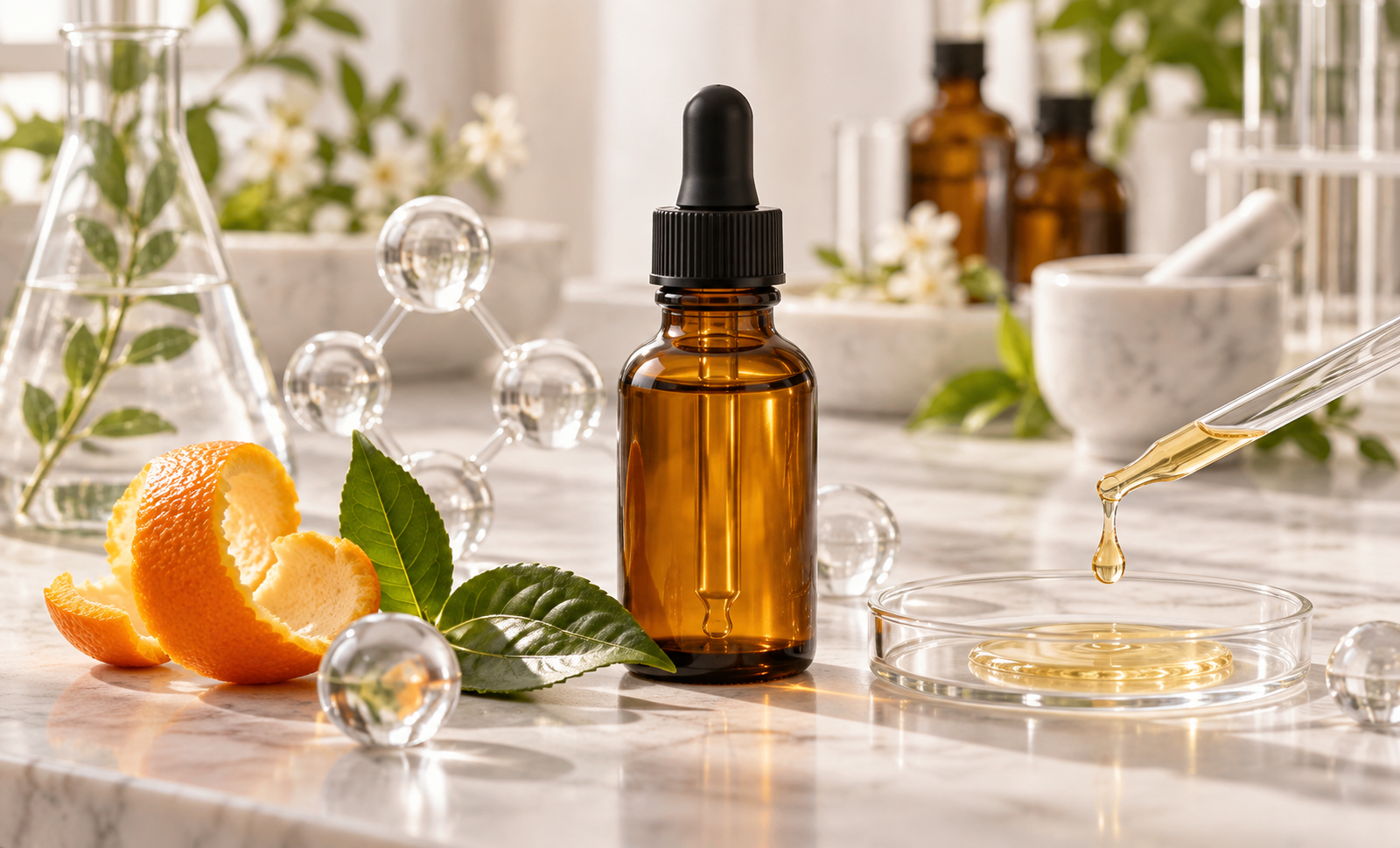 3-O-ethyl ascorbic acid serum in a cosmetic science setting
