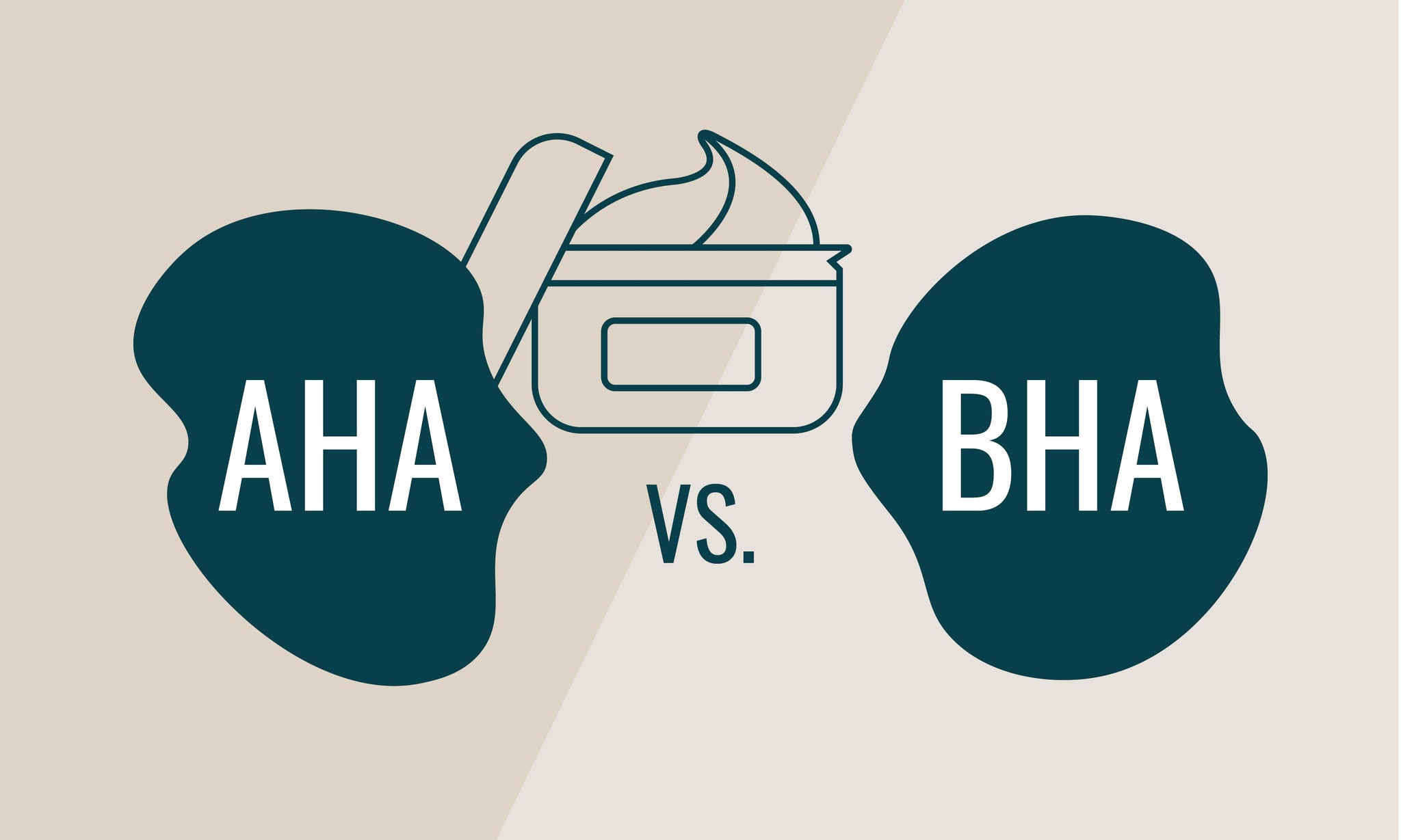 Illustration comparing AHA and BHA exfoliating ingredient categories