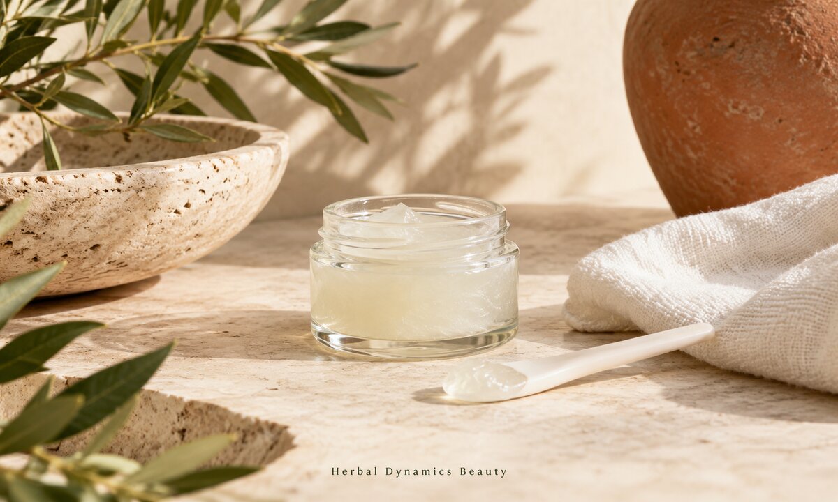 An unlabeled jar of petroleum jelly with a clean spatula and cotton cloth.